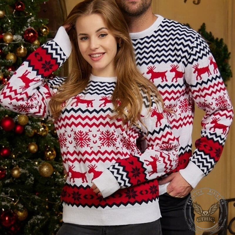 Snowflake Elk Christmas Parent-Child Pullover Sweater