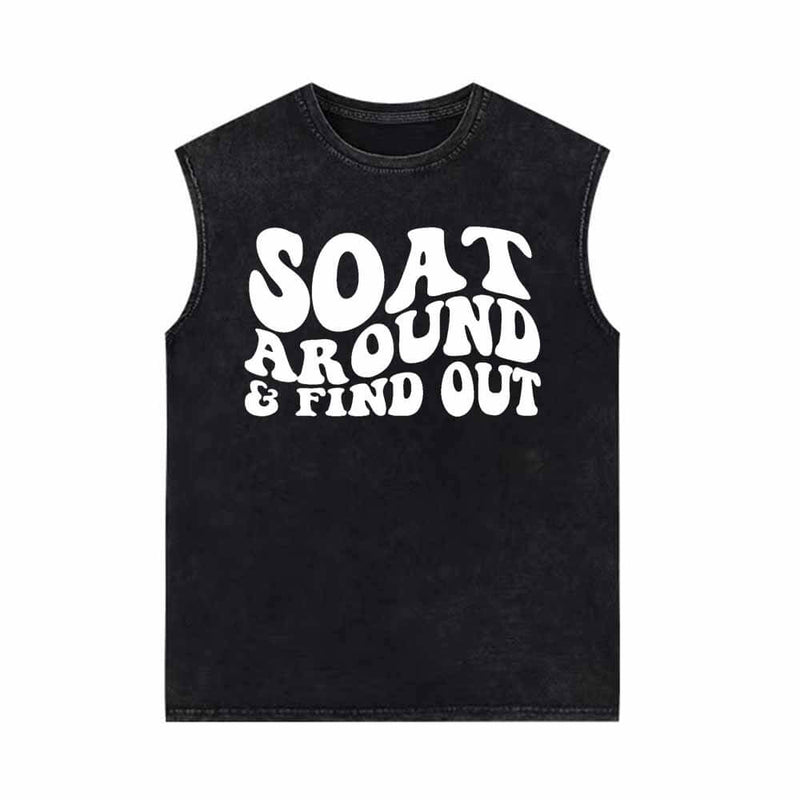 Soat Around and Find Out Vintage Washed Vest Top 01 | Gthic.com