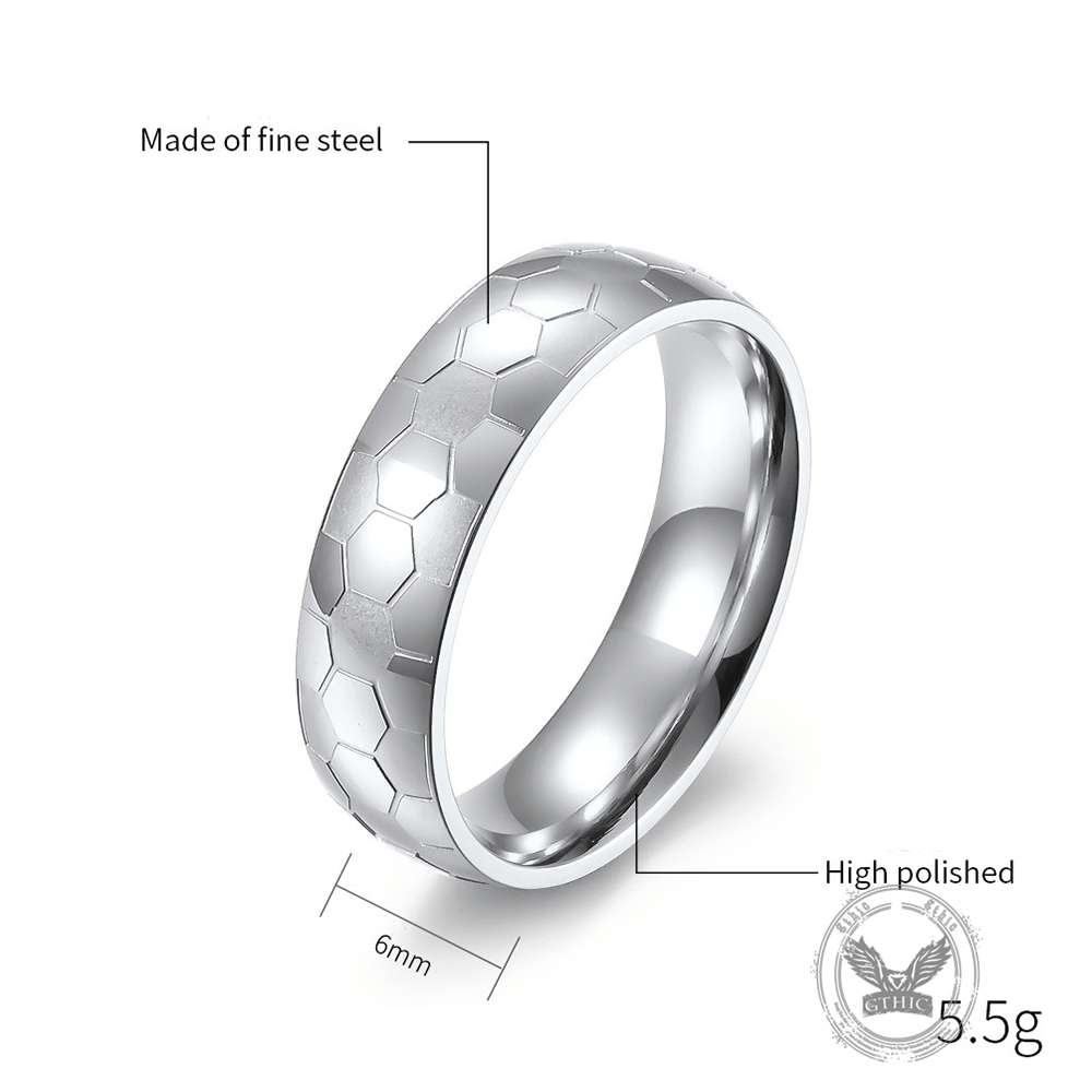 Soccer Pattern Minimalism Stainless Steel Band Ring