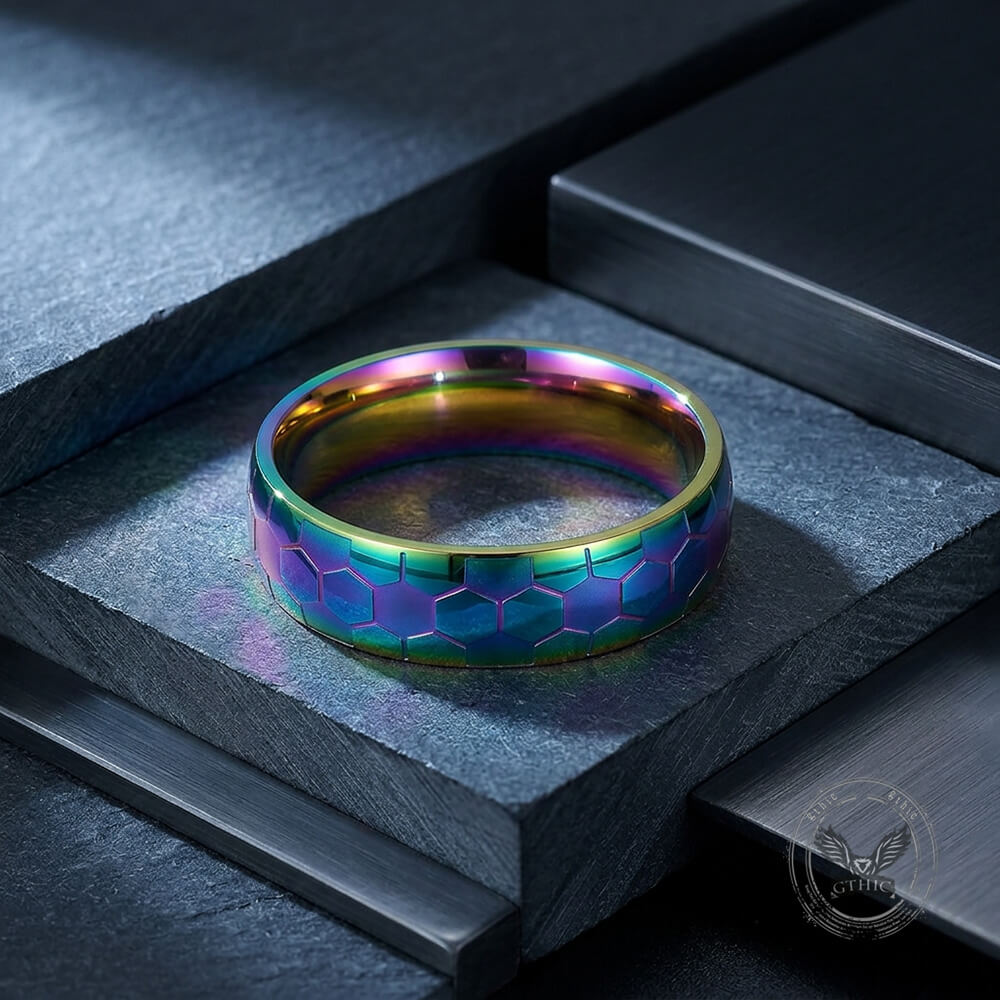Soccer Pattern Minimalism Stainless Steel Band Ring