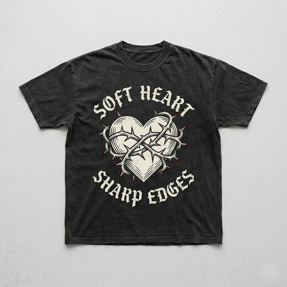 Soft Heart Sharp Edges Thorns Vintage Washed T-shirt | Gthic.com