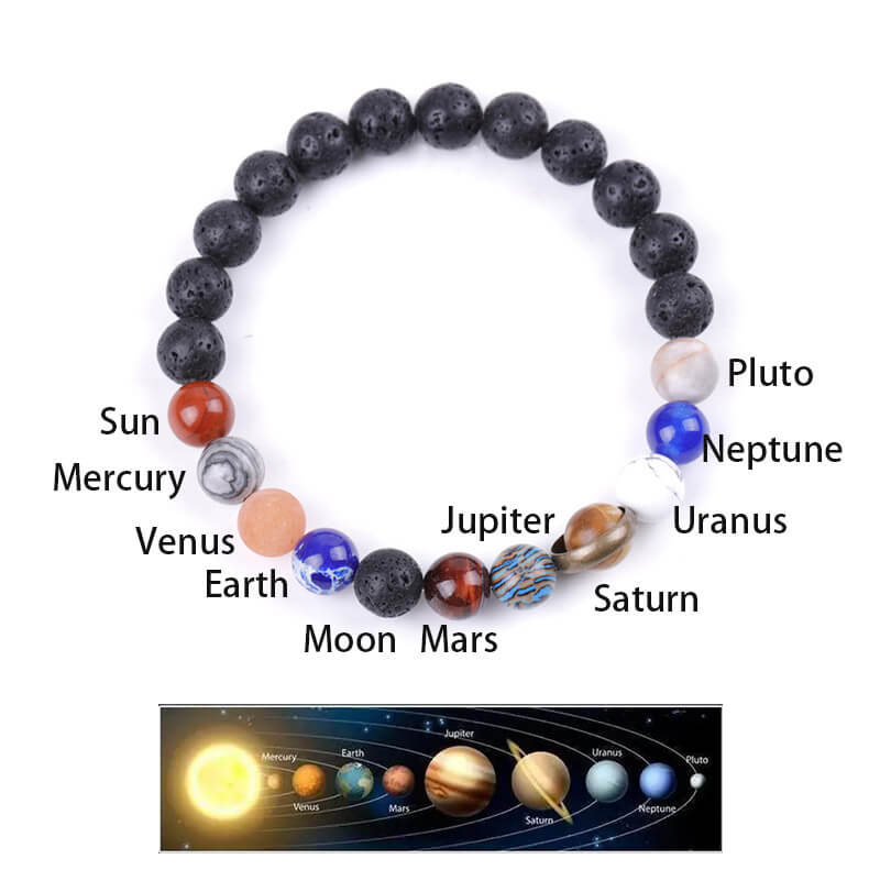 Solar System Natural Stone Beaded Bracelet | Gthic.com