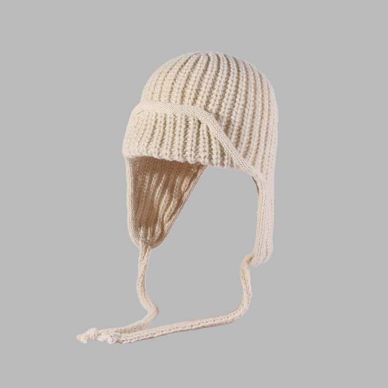 Solid Color All-Match Lace-Up Knitted Beanie Hat | Gthic.com