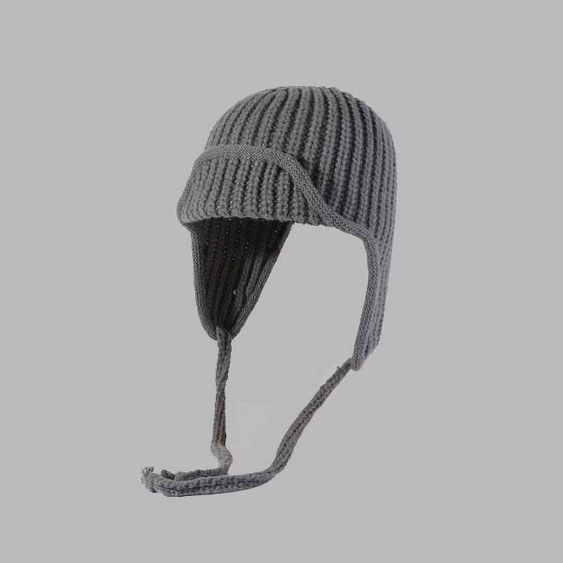 Solid Color All-Match Lace-Up Knitted Beanie Hat