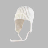Solid Color All-Match Lace-Up Knitted Beanie Hat