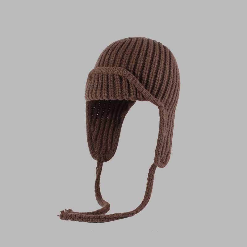 Solid Color All-Match Lace-Up Knitted Beanie Hat