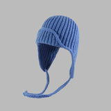 Solid Color All-Match Lace-Up Knitted Beanie Hat