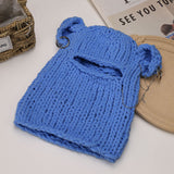 Solid Color Bear Ear Knit Balaclava Hat | Gthic.com