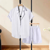 Solid Color Casual Vacation Shirt and Shorts Set | Gthic.com