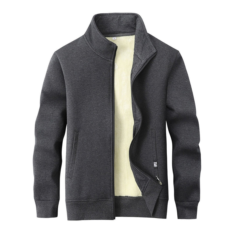 Solid Color Colorful Stand Collar Zip Cardigan