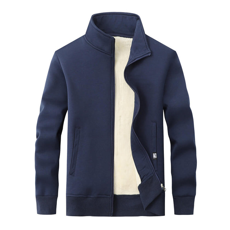 Solid Color Colorful Stand Collar Zip Cardigan