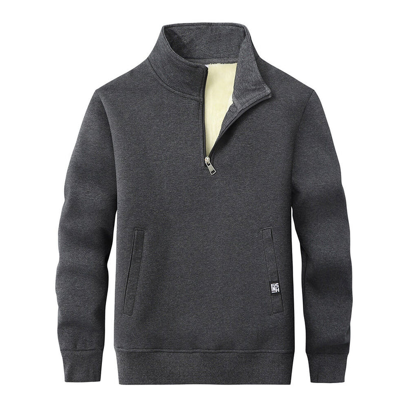 Solid Color Colorful Stand Collar Zip Sweatshirt