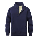 Solid Color Colorful Stand Collar Zip Sweatshirt