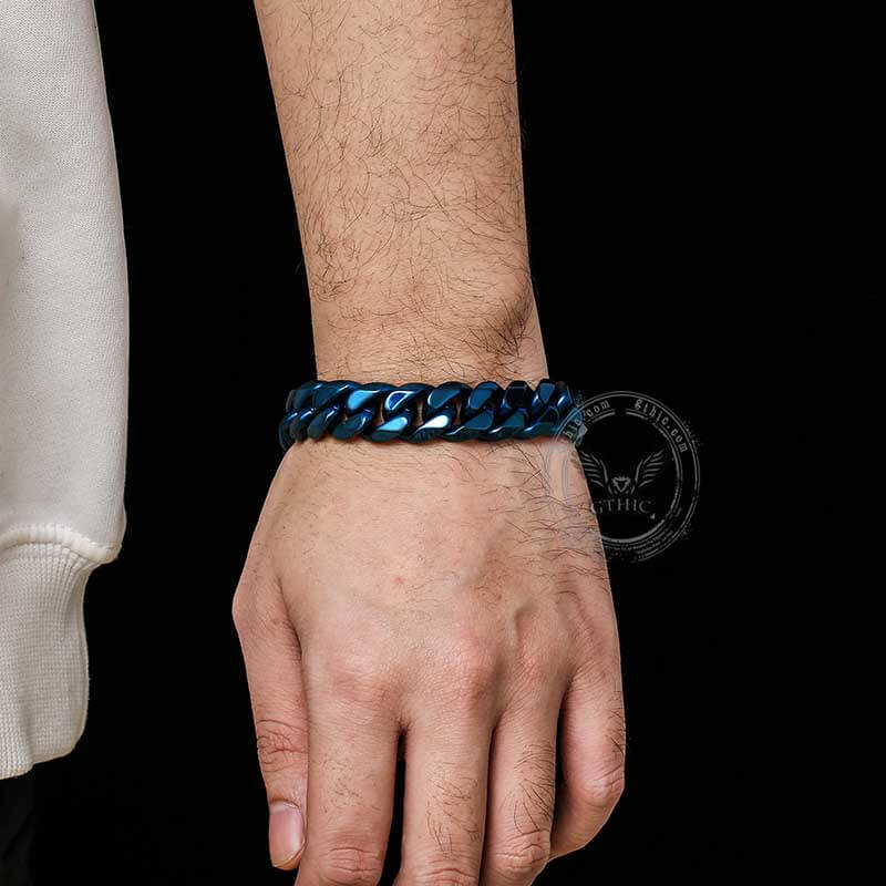 Solid Color Cuban Link Chain Stainless Steel Bracelet