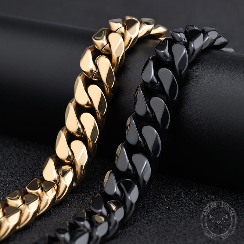 Solid Color Cuban Link Chain Stainless Steel Bracelet