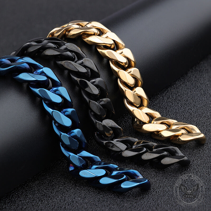 Solid Color Cuban Link Chain Stainless Steel Bracelet | Gthic.com