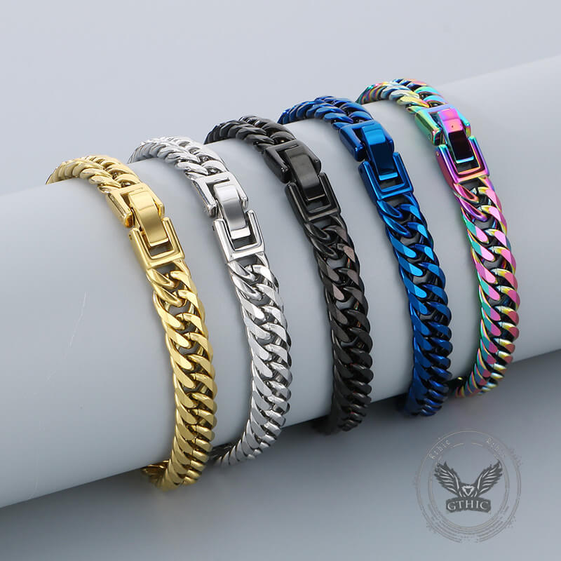 Solid Color Curb Link Chain Stainless Steel Bracelet | Gthic.com