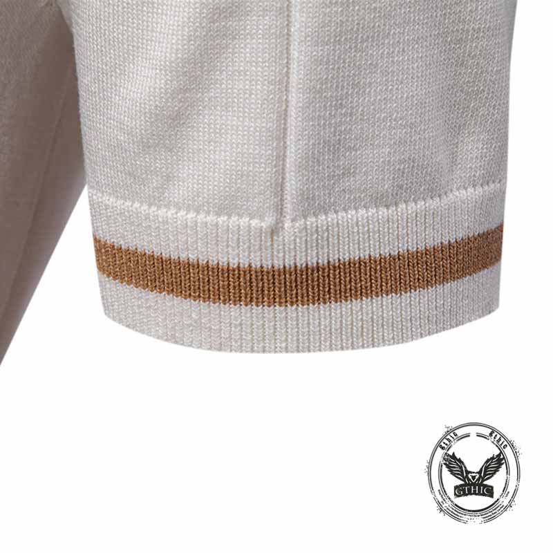 Solid Color Half-Zip Lapel Knitted Polo Shirt