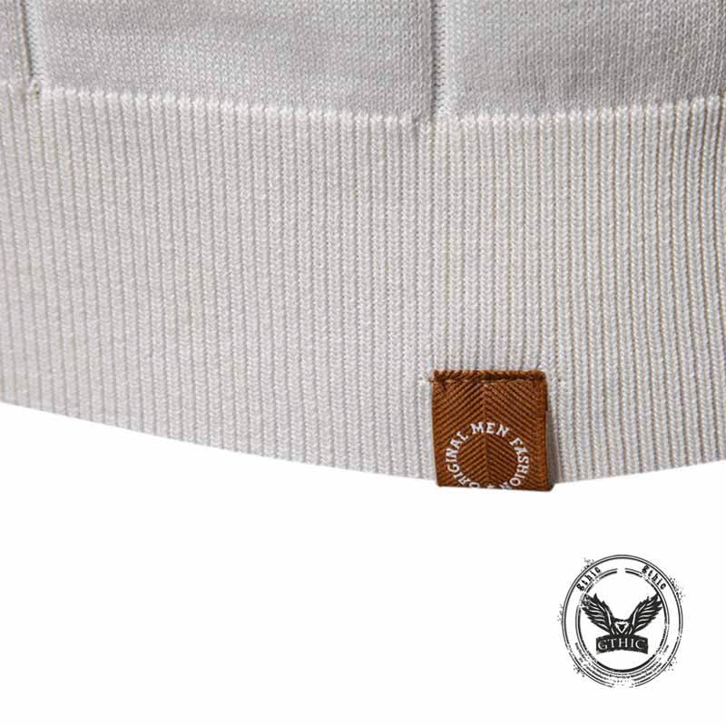 Solid Color Half-Zip Lapel Knitted Polo Shirt