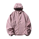 Solid Color Loose Turtleneck Windproof Fleece Hoodie Coat