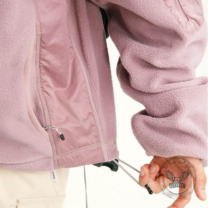 Solid Color Loose Turtleneck Windproof Fleece Hoodie Coat