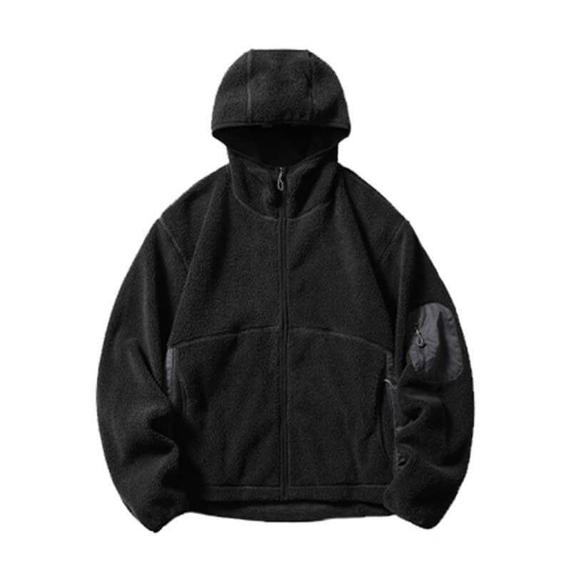 Solid Color Loose Turtleneck Windproof Fleece Hoodie Coat