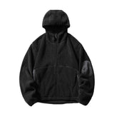 Solid Color Loose Turtleneck Windproof Fleece Hoodie Coat