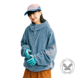 Solid Color Loose Turtleneck Windproof Fleece Hoodie Coat | Gthic.com