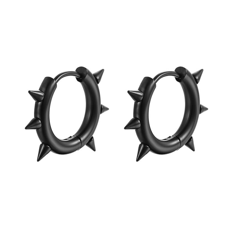 Solid Color Spike Stainless Steel Huggie Earrings | Gthic.com
