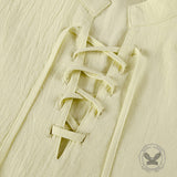Solid Color Stand Collar Lace Up Long Sleeve Shirt