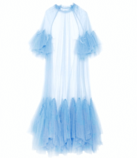 Solid Color Tulle See Through Tassels Hem Long Dress