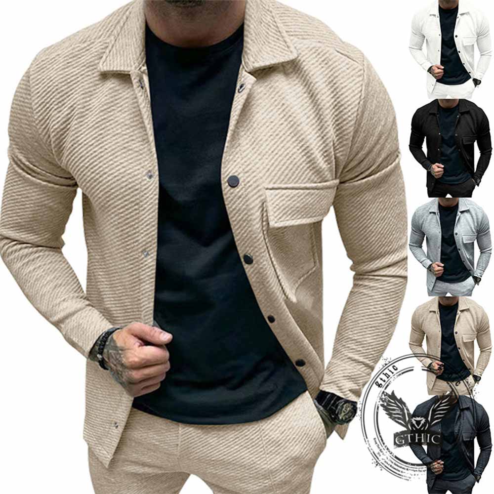 Solid Color Twill Lapel Single-Breasted Slim Jacket | Gthic.com