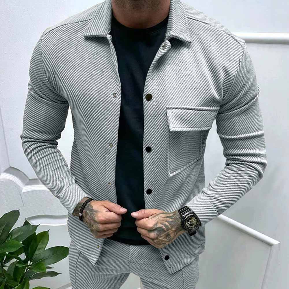 Solid Color Twill Lapel Single-Breasted Slim Jacket