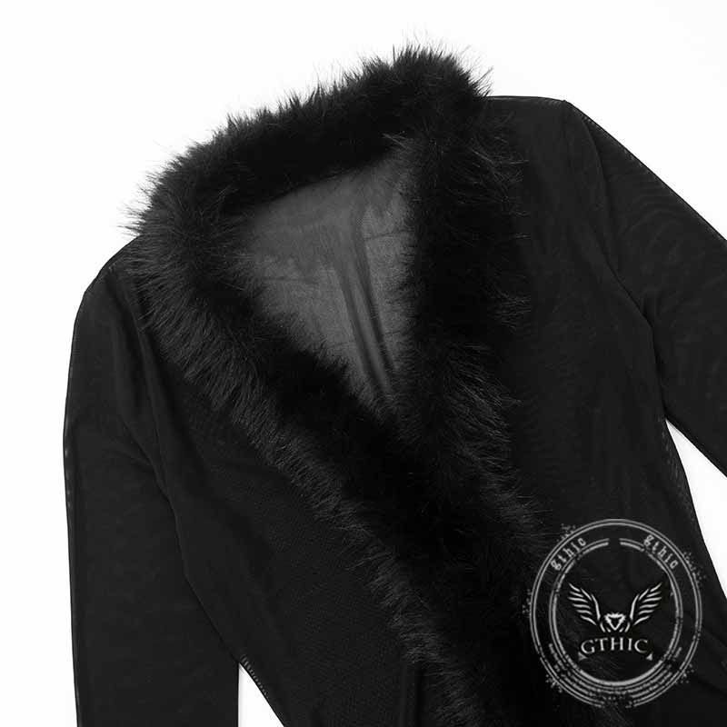 Solid Color V-Neck Mesh Plush Edge Long Sleeve Top