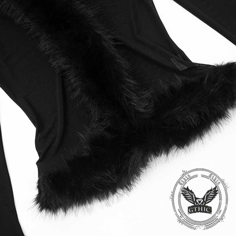 Solid Color V-Neck Mesh Plush Edge Long Sleeve Top