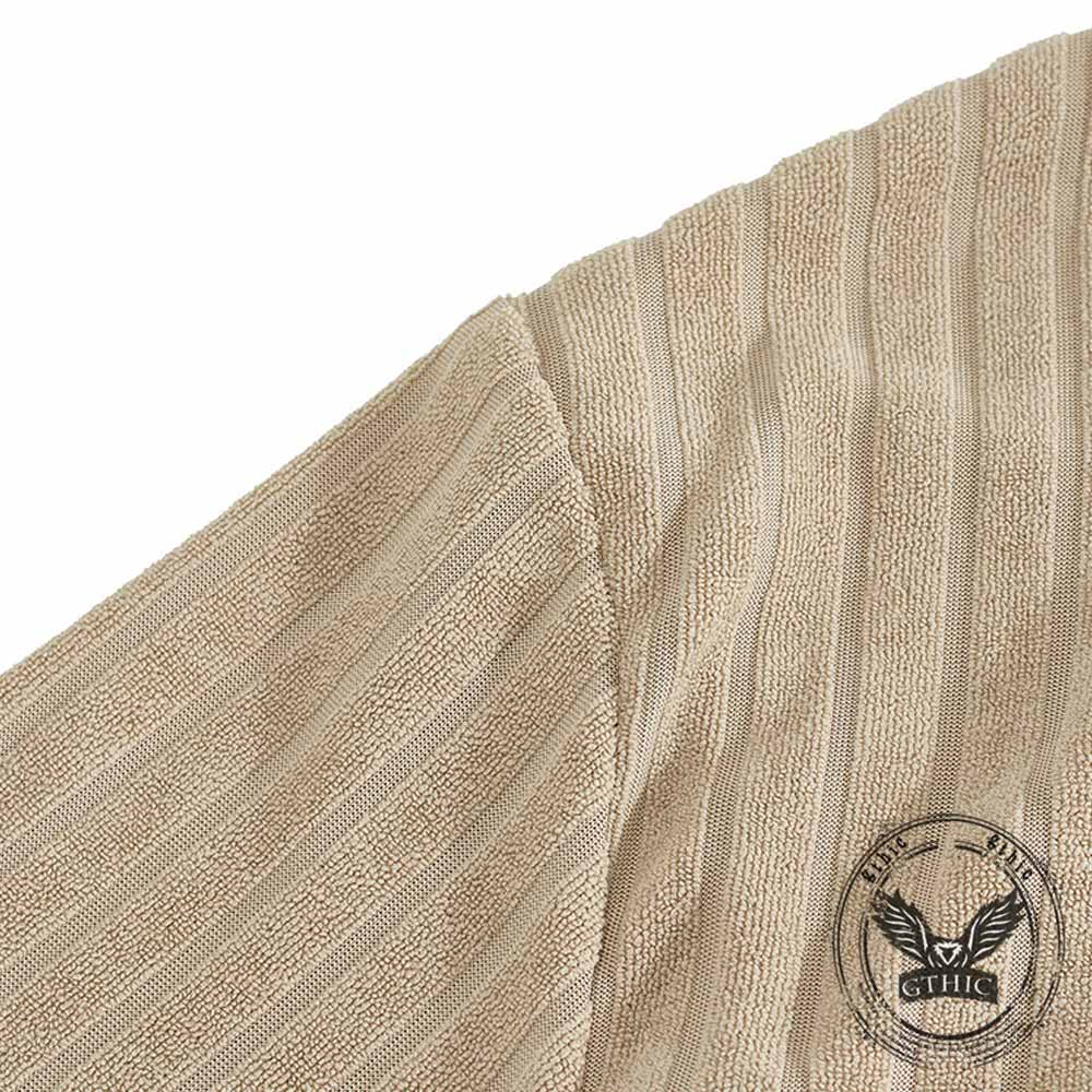 Solid Color Vertical Striped Retro Classy Polo Shirt