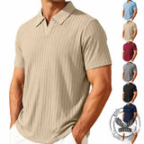 Solid Color Vertical Striped Retro Classy Polo Shirt | Gthic.com