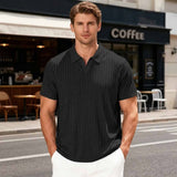 Solid Color Vertical Striped Retro Classy Polo Shirt