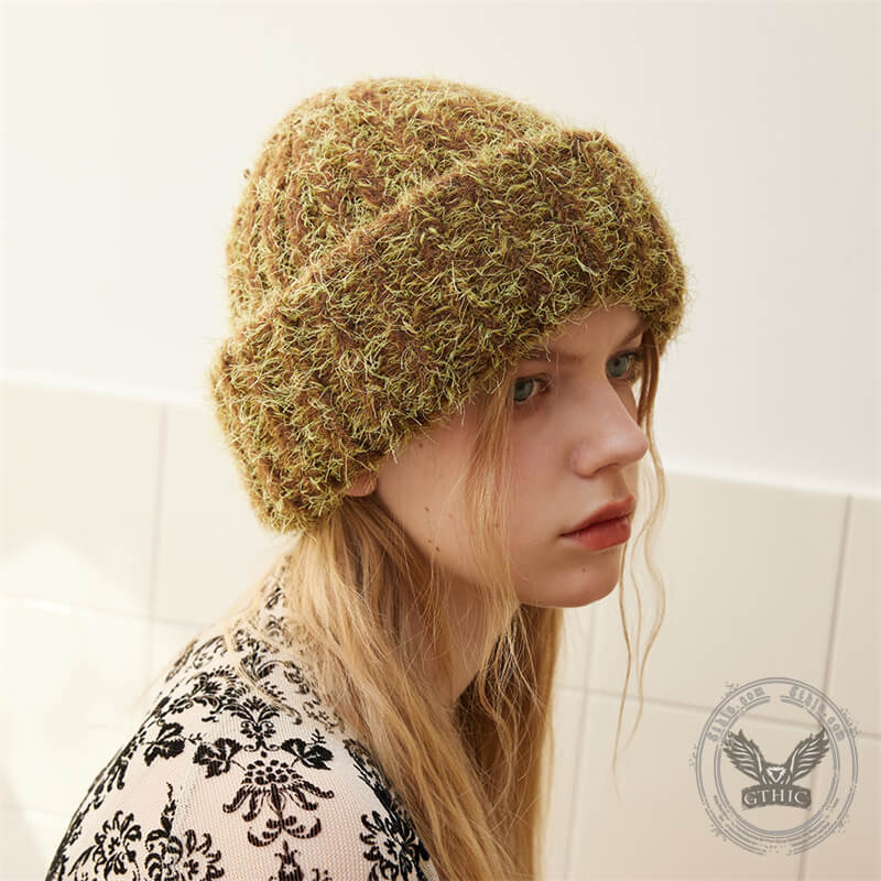 Solid Color Wool-Blend Chunky Knitted Beanie Hat