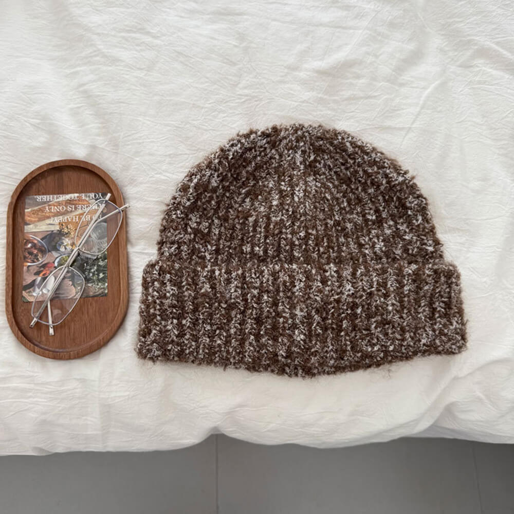 Solid Color Wool-Blend Chunky Knitted Beanie Hat
