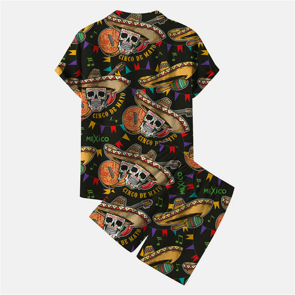 Sombrero Sugar Skull Polyester Hawaiian Shirt Suits | Gthic.com
