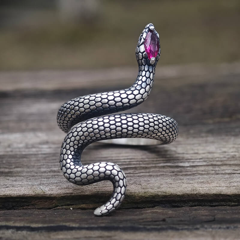 Sorcerer Serpent Zircon Sterling Silver Ring