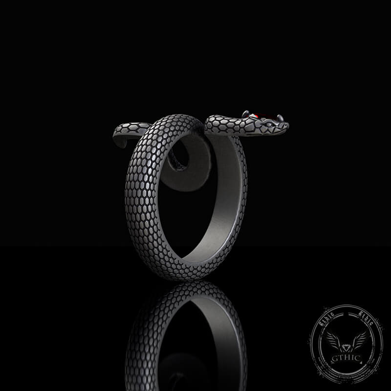 Sorcerer Serpent Zircon Sterling Silver Ring | Gthic.com