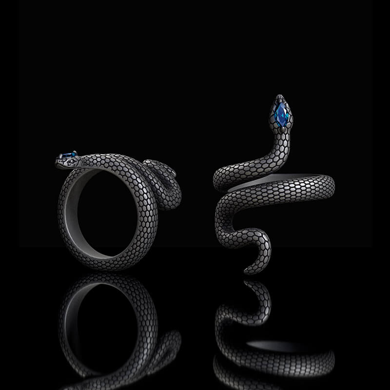 Sorcerer Serpent Zircon Sterling Silver Ring | Gthic.com