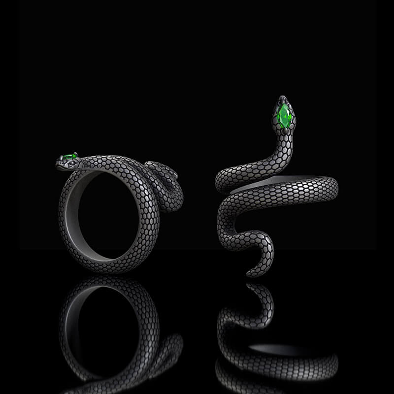 Sorcerer Serpent Zircon Sterling Silver Ring | Gthic.com