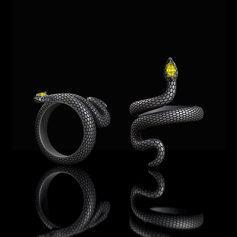 Sorcerer Serpent Zircon Sterling Silver Ring | Gthic.com