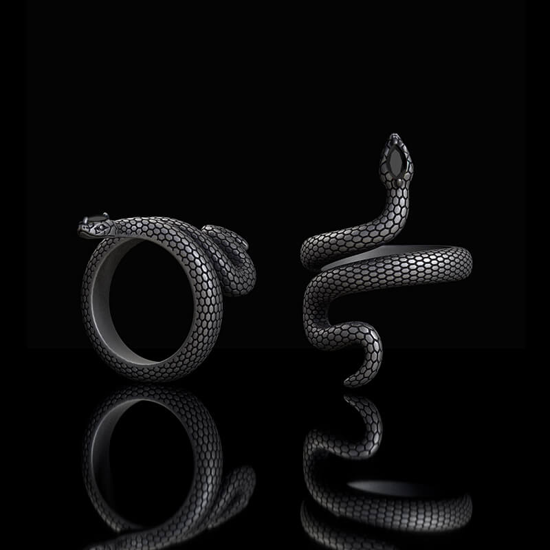 Sorcerer Serpent Zircon Sterling Silver Ring | Gthic.com