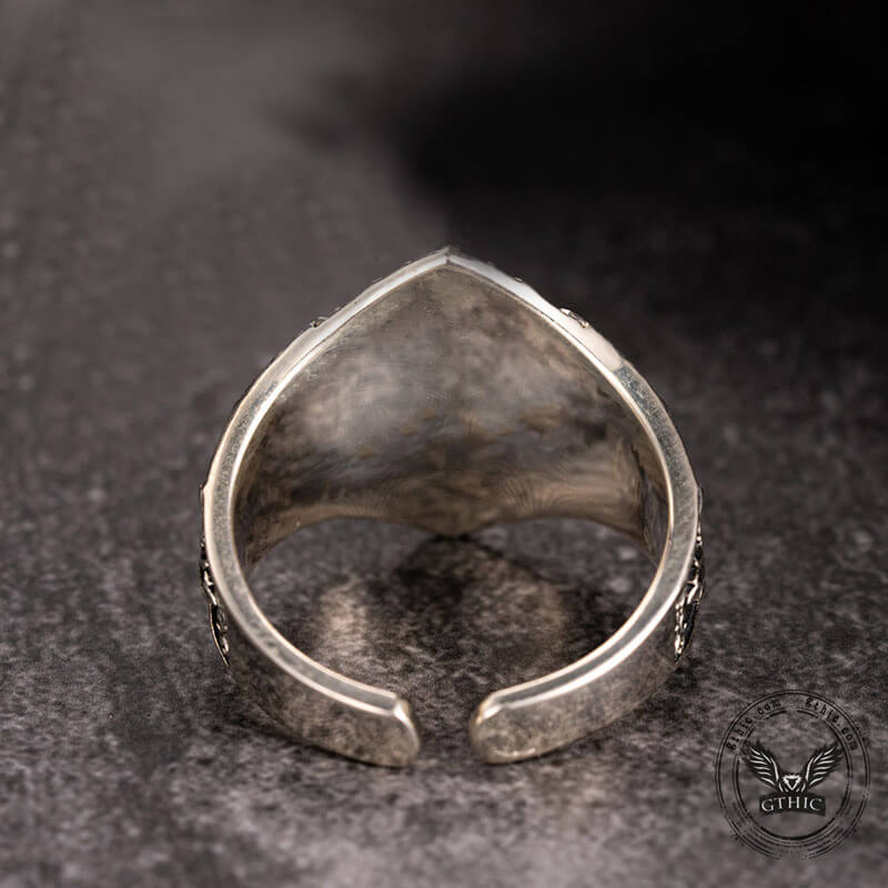 Soul Awakening Skull Sterling Silver Inlaid Brass Open Ring | Gthic.com