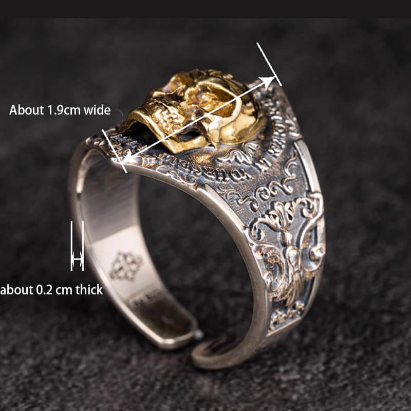Anillo abierto de plata de ley con runas de dragón vikingo