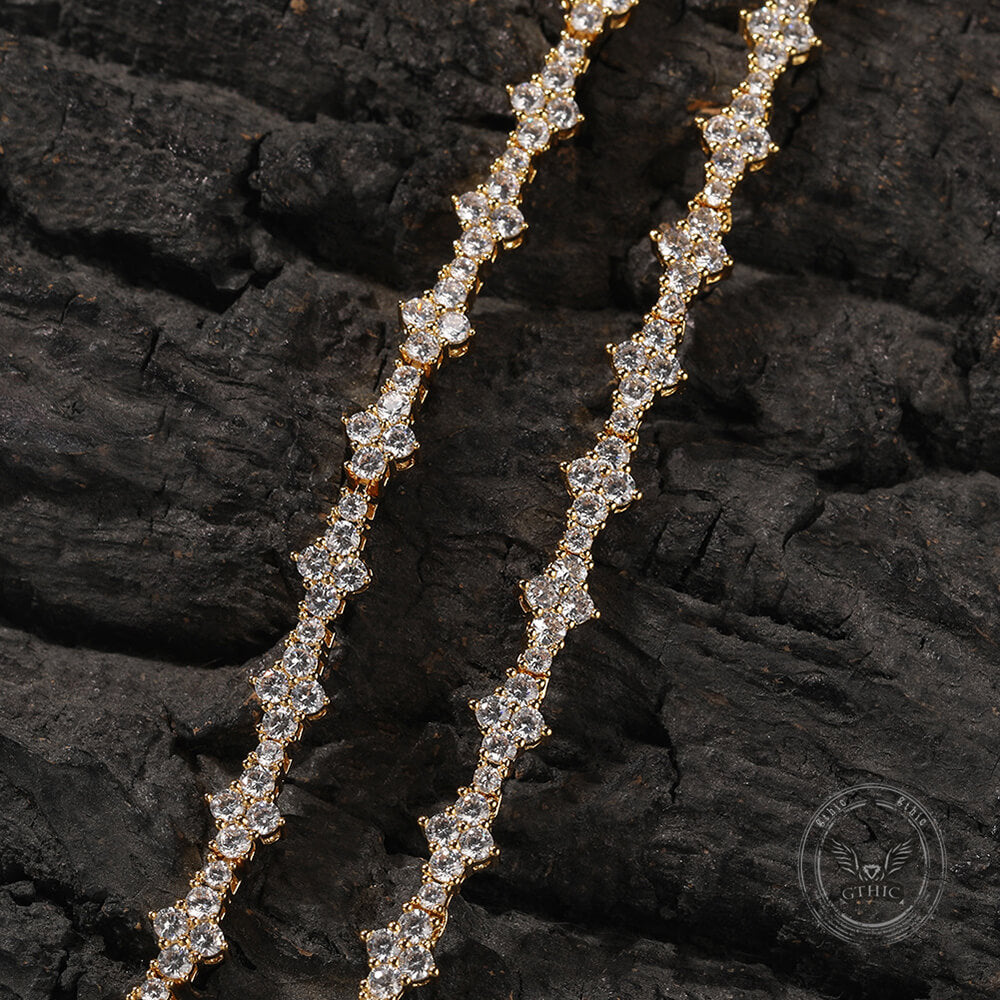 Sparkling Stylish Zircon Clover Copper Necklace